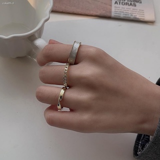 ♦Anillo de tres piezas femenino ins viento frío diseño de nicho alto sentido de personalidad moda simple anillo de dedo índice retro