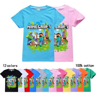 2020 algodón puro Minecraft impresión de dibujos animados niños camisetas ropa niños niñas verano nueva camiseta corta tops ropa niños manga corta camisetas