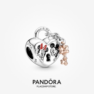 Pandora 14k Chapado En Oro Rosa Disney Mickey Mouse & Minnie Candado Charm