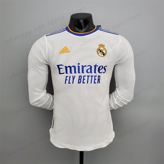 Versión Jugador Del Real Madrid 2021 2022 Camiseta De Fútbol Blanco De Local Con Manga Larga