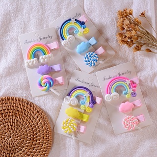 3pcs niños arco iris piruleta clip de pelo niña clip accesorios de pelo pato clip bebé lindo moda bb clip ho