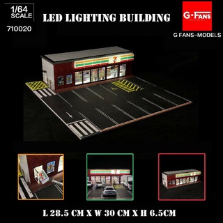 G-Fans Diorama 1/64 Tienda De Compras Iluminación LED Vehículo Estacionamiento Paisaje Exhibición Regalo (1)