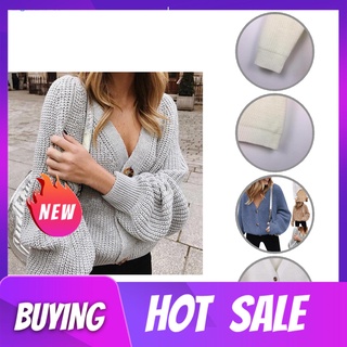 ang- Knitwear Warm Sweater Loose Long Sleeve V Neck Knitted Coat Single-breasted Streetwear