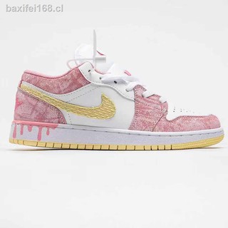 Original genuine shoebox with invoice Nike Jordan AJ 1 rosa helado moda zapatillas de deporte de las señoras Casual zapatos para corre