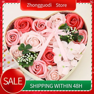 jabón flor en forma de corazón rosa caja de regalo día de san valentín cumpleaños novia regalo
