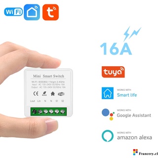 16a Tuya Mini Diy Inteligente Interruptor Wifi Push Switch 2 Vias Tilhop Genie / Google Casa Alexa 100-240v francery