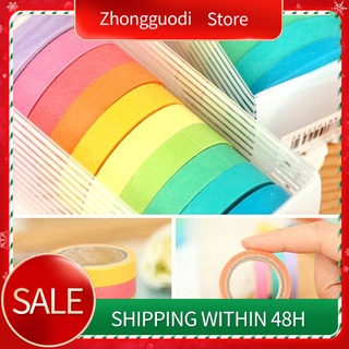 10 piezas de cinta adhesiva adhesiva de papel arcoíris/cinta decorativa para álbum de recortes/regalo diy