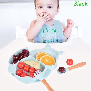 Negro 5 pzs babero de silicona para bebé/cuchara/cuchara/cuchara/cuchara/juego de utensilios de cocina