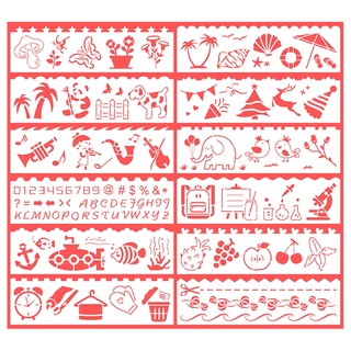 AA 12pcs Different Stencil Plastic Planner Set for Journal Notebook Diary Scrapbook DIY Drawing Template