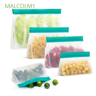 Malcolm1 PEVA Fresh Bag impermeable almacenamiento de alimentos bolsa de sellado reutilizable congelador bolsa de aperitivos niños almuerzo espesar contenedores a prueba de fugas