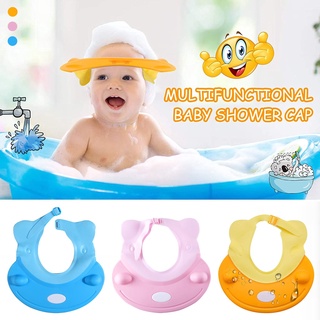 Anbling portátil seguro oído protección de la cabeza cubierta impermeable ajustable de silicona visera de baño bebé gorro de ducha/Multicolor (7)