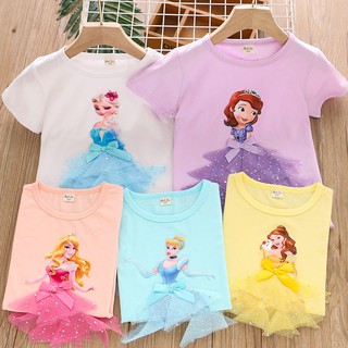 3d frozen elsa princesa sofía disney niños niñas manga corta camisas top algodón niña ropa de moda
