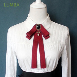 lumba niñas pajarita elegante collar pin broche perla cinta disfraz joyería señora vintage cravat/multicolor