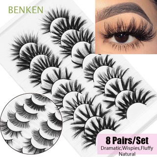 Benken SKONHED 8 pares de pestañas postizas naturales de estilos mixtos hechos a mano belleza entrecruzadas extensión de pestañas de ojos