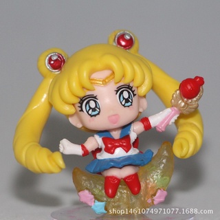 Sailor Moon 6 unids/Set figura de Anime PVC lindo marinero luna figuras de acción con gatos Usagi Tsukino belleza juguetes para niña (4)