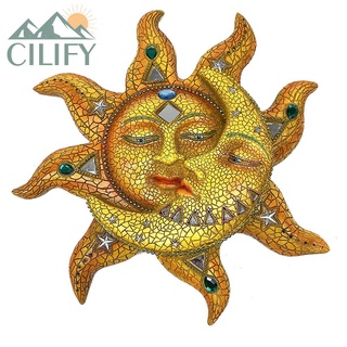 Cilify Metal sol luna artesanías a prueba de óxido adorno de pared hogar jardín decoración