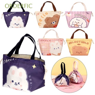 ORDERFIC Portable Tote Food Bags Cute Lunch Storage Bag Student Lunch Box Waterproof Kawaii Bear Insulated Picnic Dinner Container
