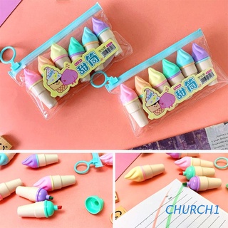 iglesia 6pcs lindo mini marcador pluma kawaii de dibujos animados forma de helado fluorescente rotuladores escolares oficina papelería suministros