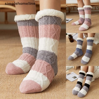 [simplehomeline] Calcetines de lana de punto grueso de invierno forrados para interior, calcetines de mujer, cálidos, peludos, calcetines nuevos calientes