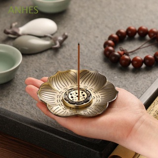 ANHES Retro Incense Censers Lotus Home Office Decoration Stick Holder Zinc Alloy Cone Ash Catcher Perfume Fragrance Plate Buddhist Supplies/Multicolor (1)