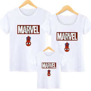 Marvel Spider-Man patrón Tops ropa de la familia camiseta adulto bebé niños manga corta camiseta