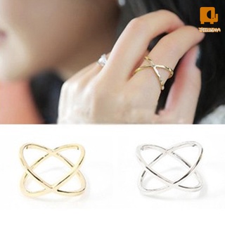 X-cross Rings Three-dimensional Hollow out Surround Alloy Finger Ring for Women