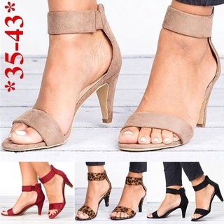 más el tamaño casual de las mujeres de verano de tacón alto sandalias de dedo abierto zapatos de tobillo correa de tacón de aguja sandalias 34-43
