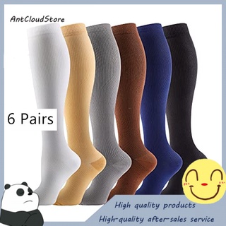 7 pares de calcetines de compresión para hombres y mujeres/calcetines de compresión para deportes negros Anti fatiga alivio del dolor rodilla alta S