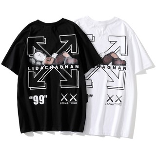 Off White [En Stock] Nueva Camiseta Blanco Casual Hombres Mujeres Algodón Manga Corta T-shirt (1)