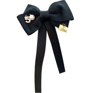broche de lazo de cinta larga para mujer número 5 imitación perla solapa pin pre-atado corbata