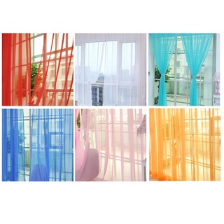 0825# Solid Color Tulle Translucent Window Curtain Drape Panel Sheer Scarf Valances