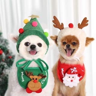 Sombrero de navidad para mascotas, toalla de Saliva, suave y cálido perro gato sombrero de navidad Cosplay accesorios para mascotas