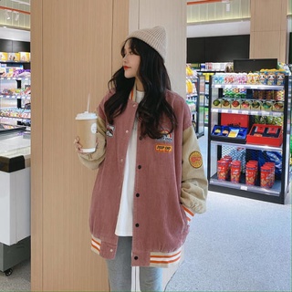 [enviar inmediatamente] otoño 2021 nuevo abrigo suelto de pana para mujer coreano harajuku bf chaqueta amantes