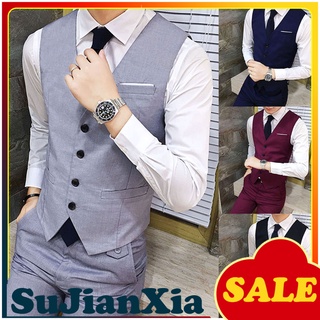 sujianxia chaleco traje de un solo pecho slim-fit poliéster hombres moda chaleco formal para negocios
