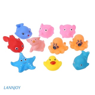 liann 10 unids/lote de goma suave flotador sqeeze sonido bebé lavado baño juego animales lindos juguetes