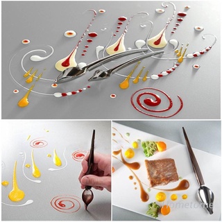 casa de acero inoxidable cuchara de chocolate culinaria chef dibujo cucharas para decoración de platos de alimentos pastel crema hornear herramientas de bricolaje
