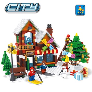 Osni 25611 serie de navidad de la tienda de juguetes modelo de escena de la educación infantil educación temprana ensamblada bloques de construcción regalos