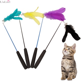 Gato juguetes telescópico pluma gato varita retráctil gatito Teaser juguetes con campanas gato palo fuente de mascotas 38-66cm