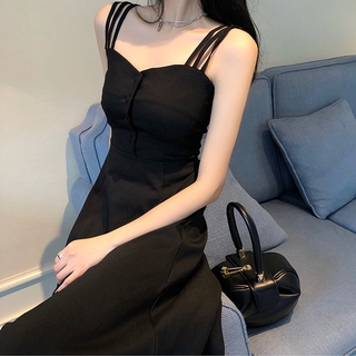 Mujer negro Sexy vestido de espagueti correa Vestidos mujer sólido cintura alta vaina Club vestido verano 2021 Mini Vestidos sin mangas