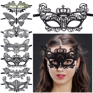 gogoup señoras fiesta protección facial halloween venda de ojos protección facial encaje mascarada despedida de soltera negro gótico media cara vestido de lujo (1)
