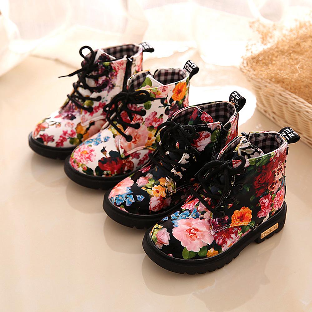 Niñas moda Floral niños zapatos bebé Martin botas Casual niños botas