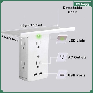 Wall Plug Socket Shelf Surge Protector Wall Outlet 2 USB Charging Ports (8)