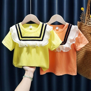 1-6 años verano Tops niños niñas camiseta de manga corta naranja algodón T-shirt