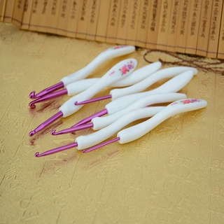 8 unids/set retro floral mango de plástico aluminio ganchos de ganchillo agujas de tejer (3)