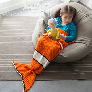 Nemo Fish sirena cola manta de punto lindo para niños Super suave todas las estaciones dormir (1)