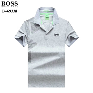 HUGO BOSS men formal grey short-sleeve polo-shirts men summer cotton casual lapel office solid-color polo-shirts