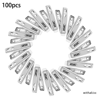 withakiss 100PCS Clothes Pegs Stainless Steel Clips For Coat Pants Laundry Drying Hanger Rack Washing Towel Holder Hanger