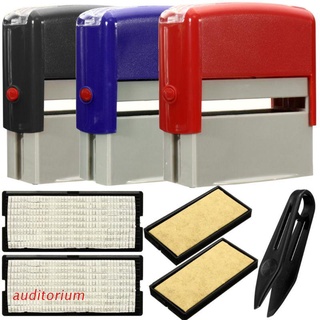 auito 1 set negro/azul/rojo auto entintado kit de sello personalizado personalizado sello de goma para negocios nombre de dirección número de bricolaje