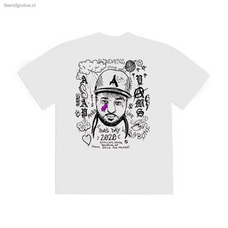 ASAP ROCKY Mob YAMS DAY Tee hip-hop rap líneas pintadas a mano camiseta conmemorativa de manga corta