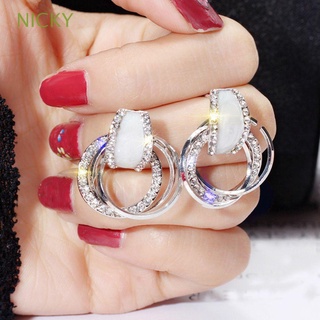 nicky de lujo pendientes de cristal para las mujeres de moda joyería pendientes de regalo fiesta accesorios geométricos pendientes de piedra redonda/multicolor